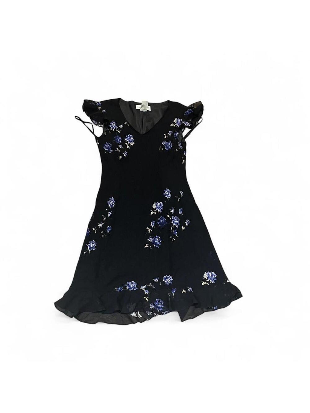 90s Evan Picone black floral dress